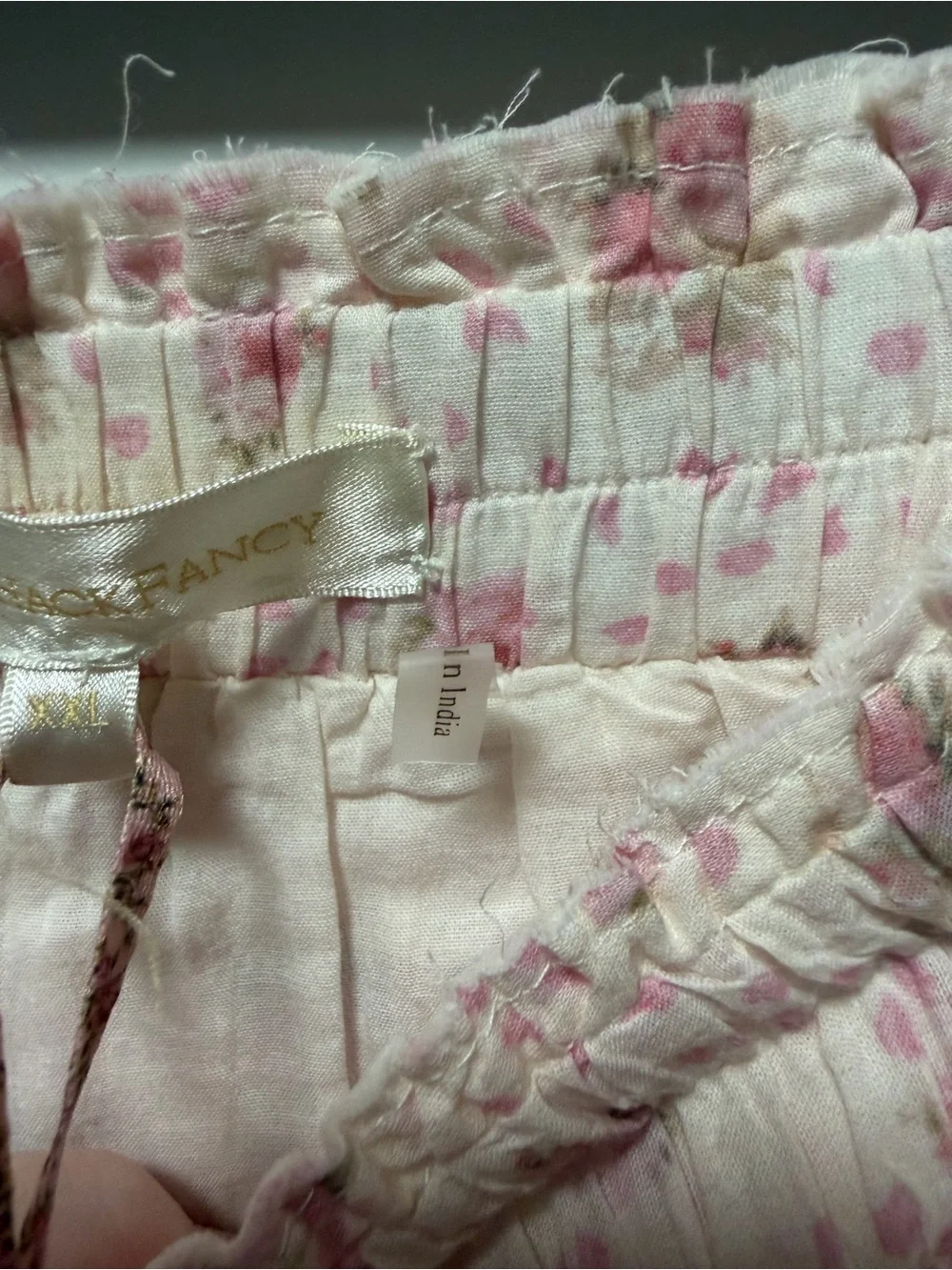 LoveShackFancy Pale Pink Floral Tiered Lace Mini Skirt